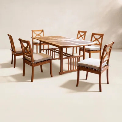 Peavy 6 - Person Teak Outdoor Extendable Dining Set With Cushions | Wayfair North America