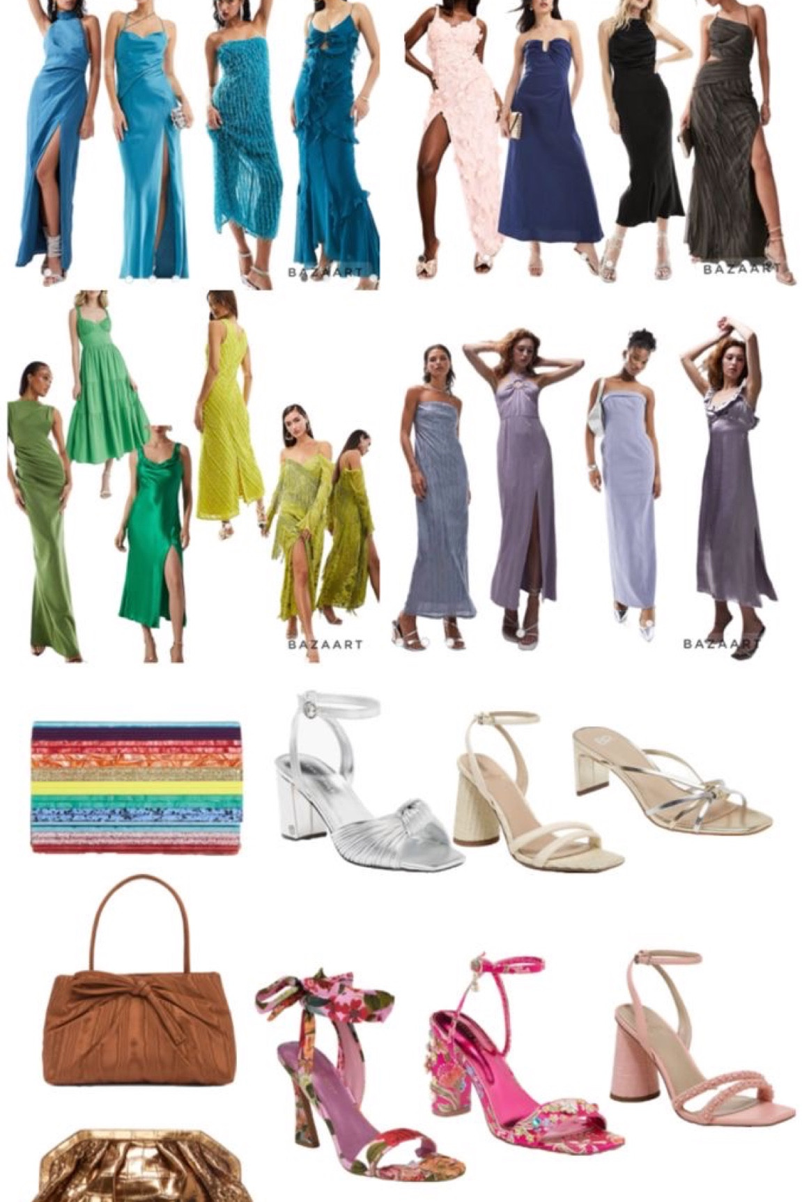 Unique wedding, guest dresses, spring wedding, guest dresses, light pink dress, aqua dress, chartreuse, green dresses, midi maxi, full length, floor length, formal affordable, wedding, guest dresses, textured dresses dresses with texture, unique dresses
Unique wedding guest accessories and shoes
