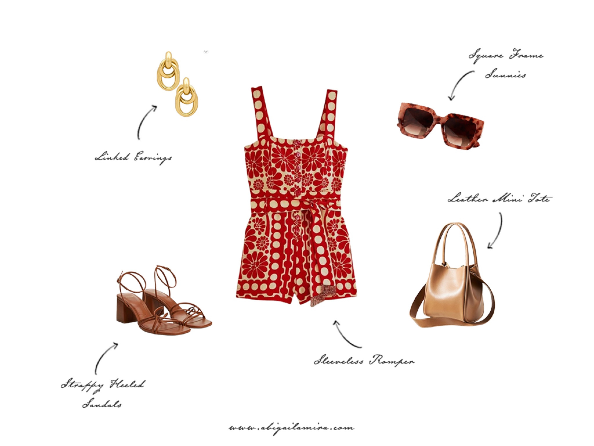 New blog post! I have a great suggestion for your next vacation outfit! This colorful sleeveless romper is sure to catch everyone's attention. I've paired it with some strappy heeled sandals, a leather mini tote, linked earrings, and square sunglasses. You can wear it while exploring new places, grabbing lunch, or meeting friends for a drink. Check out the full post at www.abigailamira.com

#LTKFestival #LTKParties #LTKStyleTip