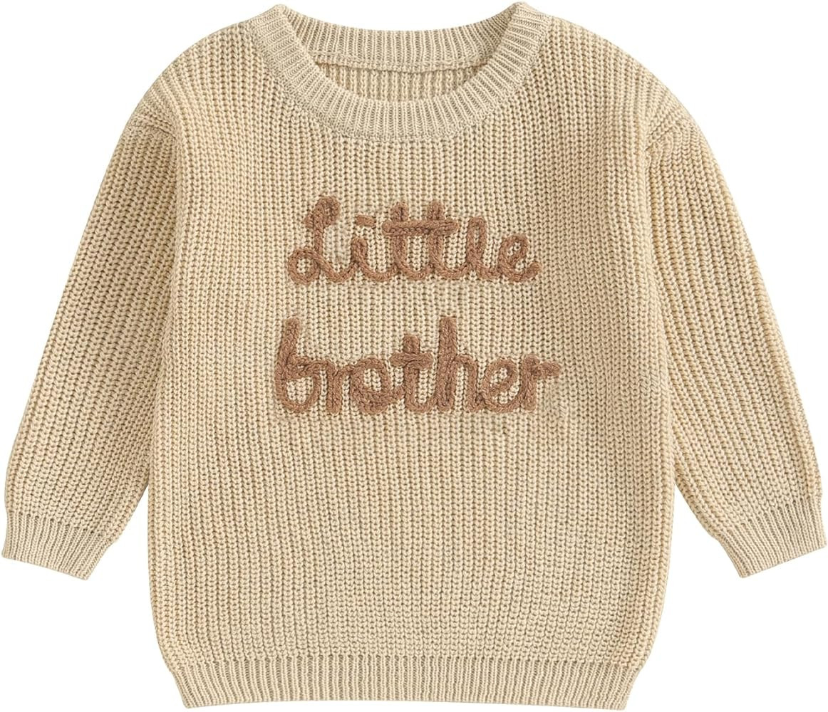 Big Brother Little Brother Matching Sweaters Baby Boy Letter Embroidery Crew Neck Long Sleeve Kni... | Amazon (US)