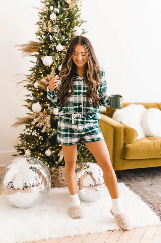 Hunter Green Plaid Pajamas | She Is Boutique