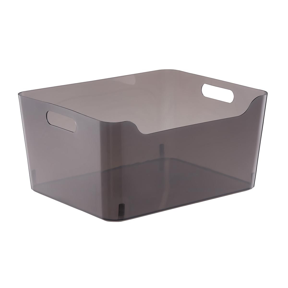 Large Plastic Storage Bin w/ Handles Smoke | The Container Store