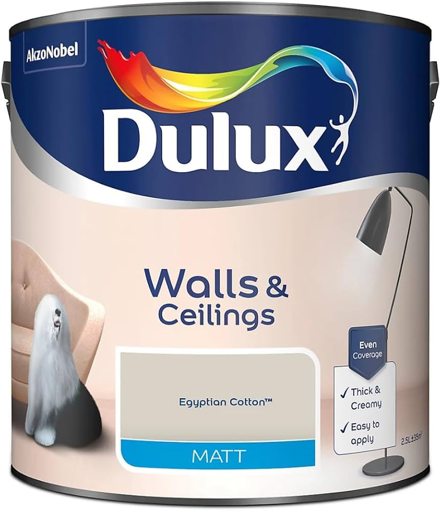 Egyptian Cotton Walls & Ceilings Matt Emulsion Paint 2.5L – Smooth Creamy Finish, Quick Dry, Lo... | Amazon (UK)