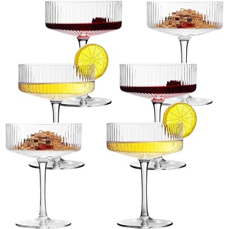 Vintage Art Deco Coupe Glasses | Set of 4 | 7 oz Classic Cocktail Glassware for Champagne, Martin... | Amazon (US)