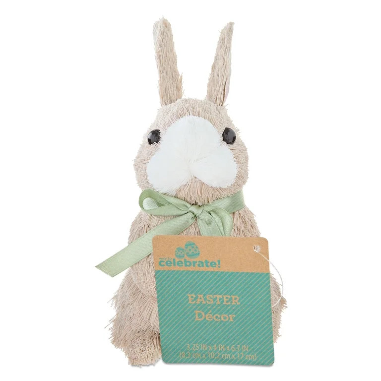Textured Bunny Tabletop Decoration, Brown and Green, 7", Easter by Way To Celebrate | Walmart (US)