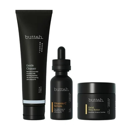 Buttah Skin by Dorion Renaud Complete Skin Kit for Melanin Rich Skin | Facial Shea Butter 2oz | Vitamin C Serum 1oz | Facial Cleanser 3.4oz | Organic & All Natural Skin Care | Black Owned Skincare | Walmart (US)