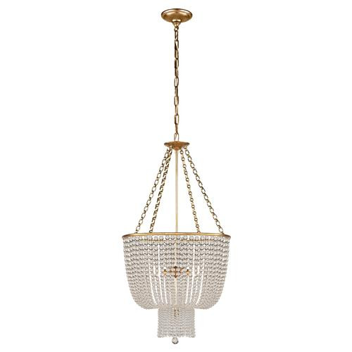 Visual Comfort Jacqueline Coastal Antique Brass Framed Glass Chandelier | Kathy Kuo Home