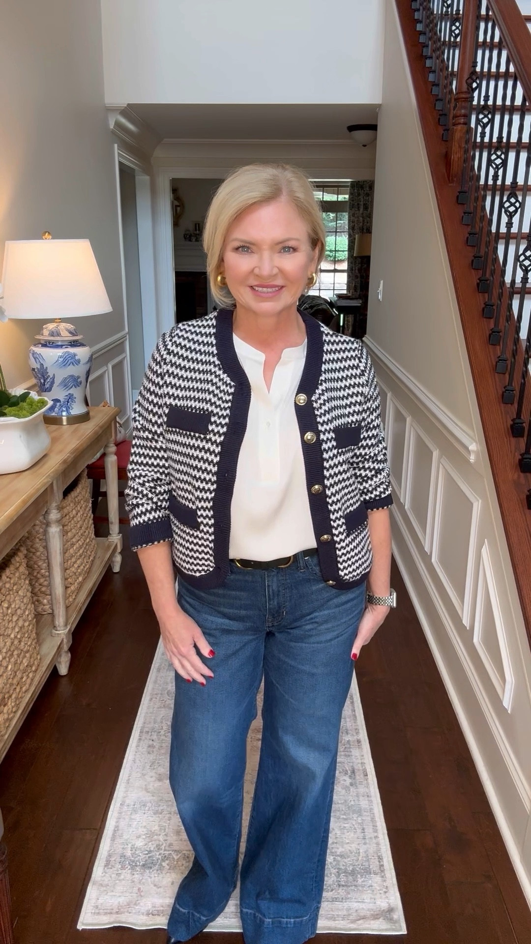 Wide leg jeans outfit. I'm wearing size 26 jeans, small blouse & cardigan. 

Wide leg jeans outfit
Fall outfits
Lady jacket
Petite 
Fall family photos


#LTKFindsUnder100 #LTKStyleTip #LTKVideo