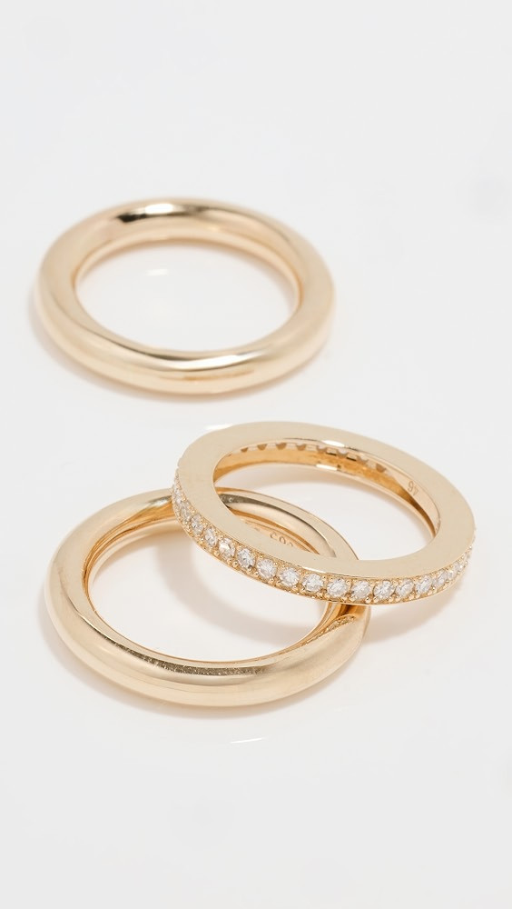 Triple Gold Diamond Pink Ring Stack Set | Shopbop