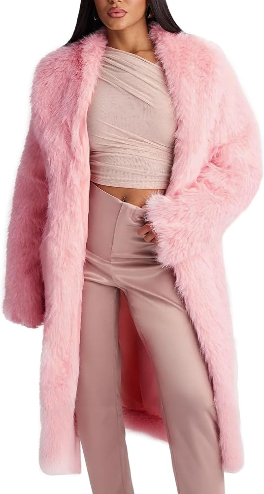 Flygo Womens Long Faux Fur Coats Winter Fluffy Open Front Luxury Overcoat Shaggy Lapel Long Sleev... | Amazon (US)