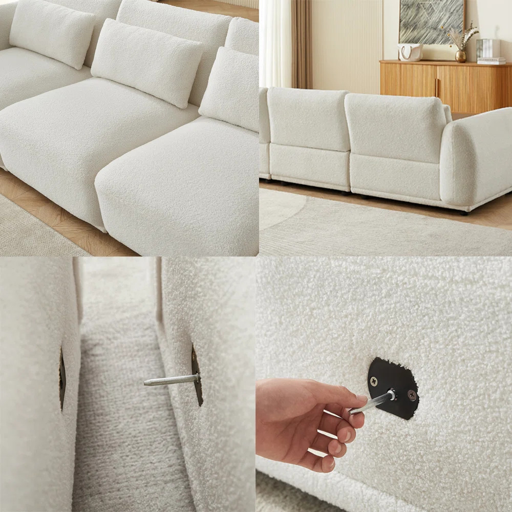 Ballyrobert 4 - Piece Upholstered Sectional Teddy Wool Modern Sectional Sofa 3 Seat L Shaped Conv... | Wayfair North America