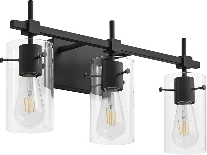 SOLFART 3 Lights Black Vanity Lights for Bathroom Wall Light Fixtures Bathroom Light Fixtures Ove... | Amazon (US)