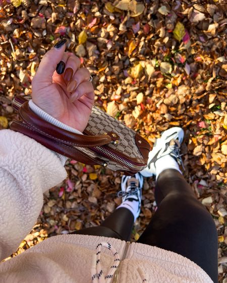 Fall outfit inspo. Chunky sneakers. Fall fashion. Fall style. Fall outfits. Spanx faux leather leggings. Steve Madden. Fall nails. Autumn nails. Neutral nails. 

#LTKSeasonal #LTKstyletip
