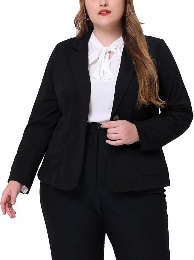 Agnes Orinda Plus Size Blazer for Women Work Jacket Notch Lapel Buttons Front Blazers Jackets 202... | Amazon (US)