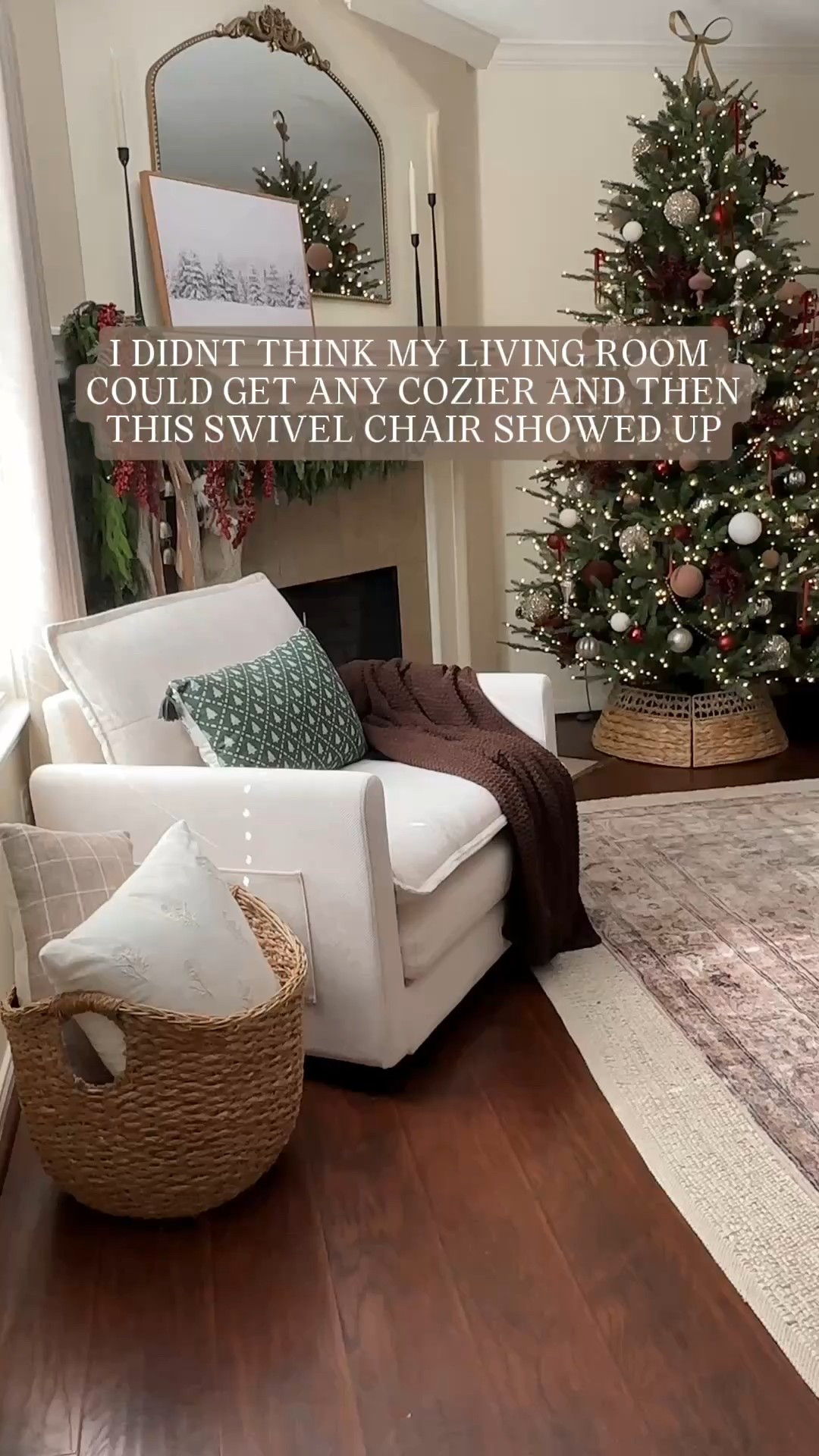 I didn’t think my living room could get any 
cozier, but it did! Loving this new swivel chair in this room. It’s become a favorite spot for everyone in the house. 

#homedecor #livingroom #cozyhome 
#accentchairs #livingroomfurniture
#affordablefurniture 

#LTKHome