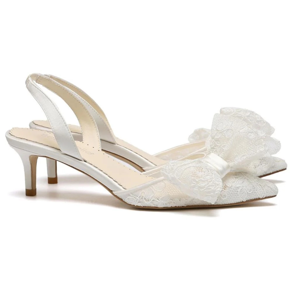 Lace Bow Slingback Kitten Heel | Bella Belle Shoes