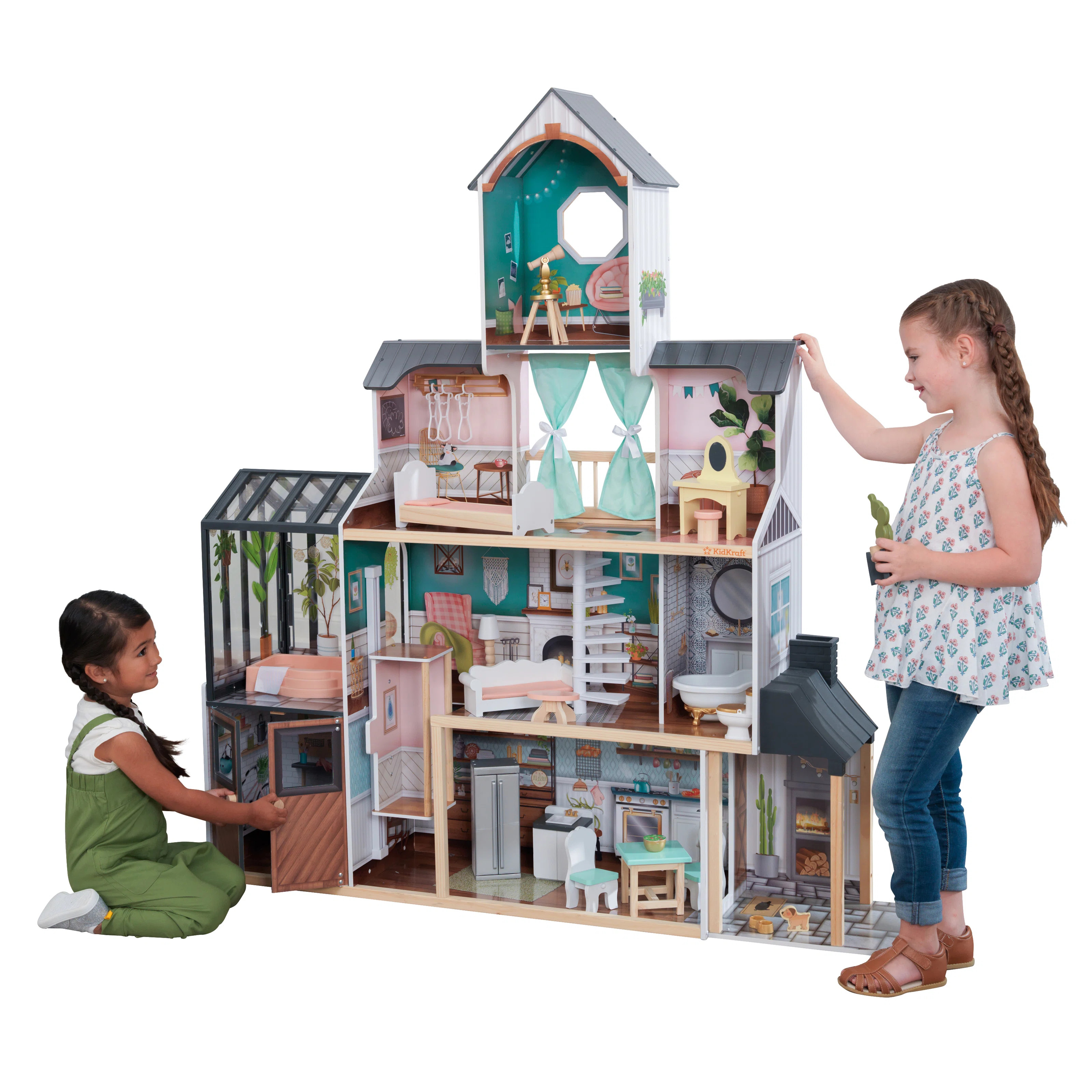 Celeste Mansion Wooden Dollhouse with Lights & Sounds and 24 Accessories | Wayfair North America