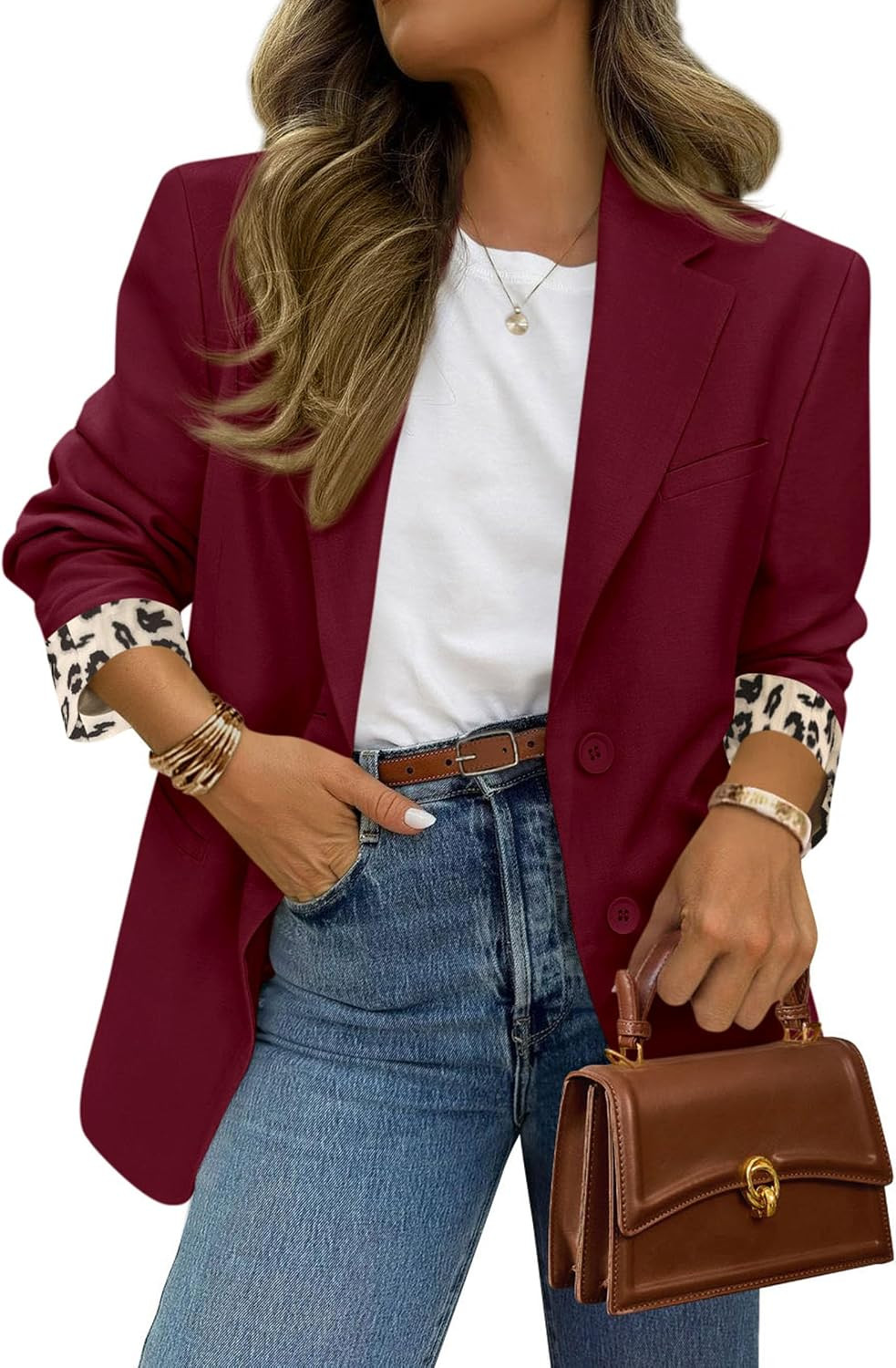 PRETTYGARDEN Womens Open Front Leopard Blazers Suit Jackets | Amazon (US)