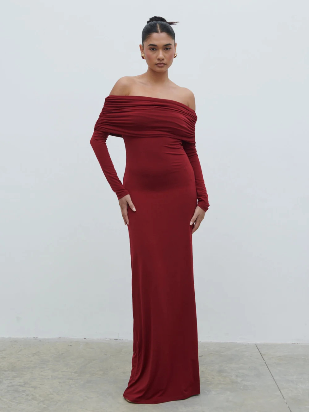 Perrie Bardot Jersey Maxi Dress | Pretty Lavish (UK)