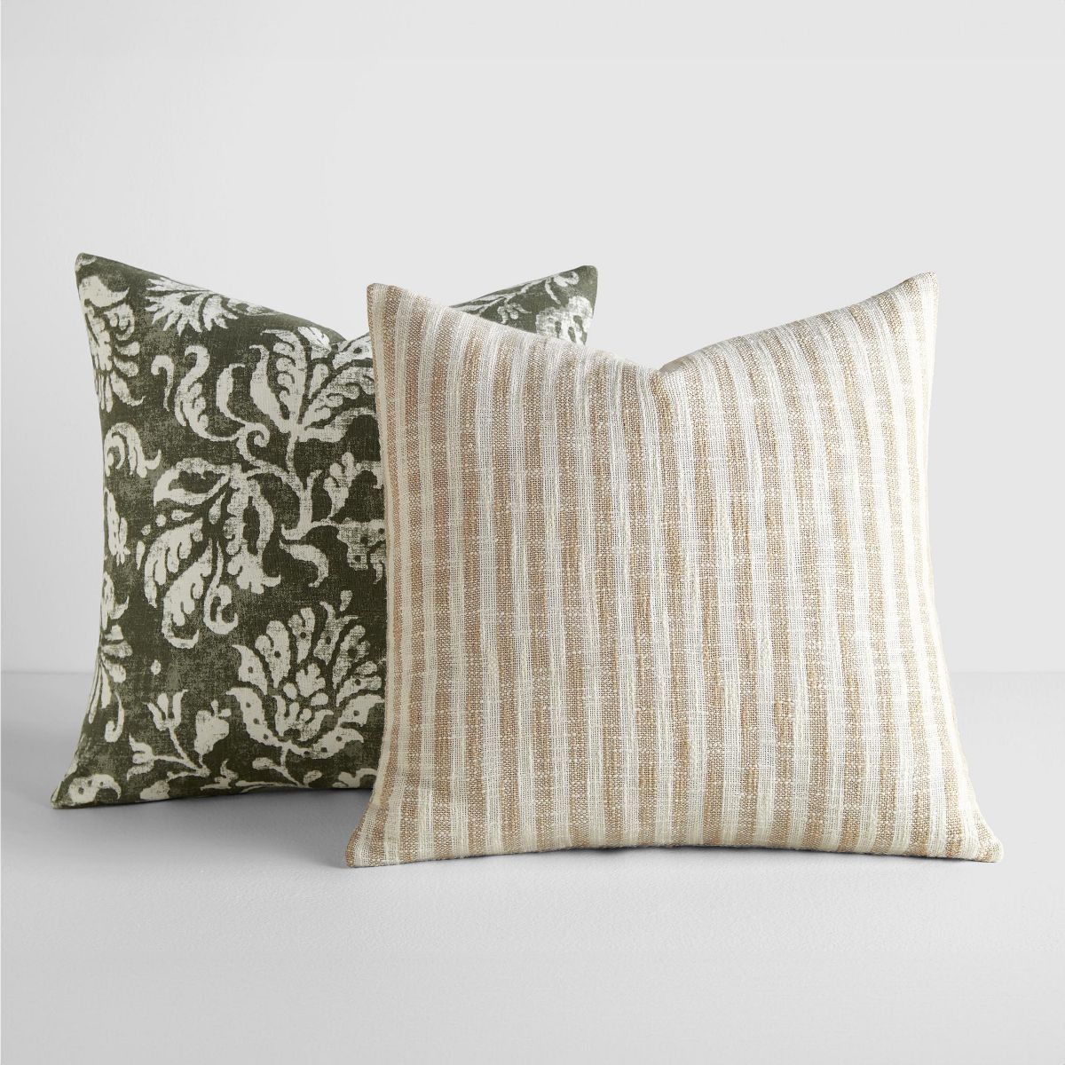 2-Pack Yarn-Dyed Patterns Olive Throw Pillows - Becky Cameron, Olive Yarn-Dyed Bengal Stripe / Di... | Target