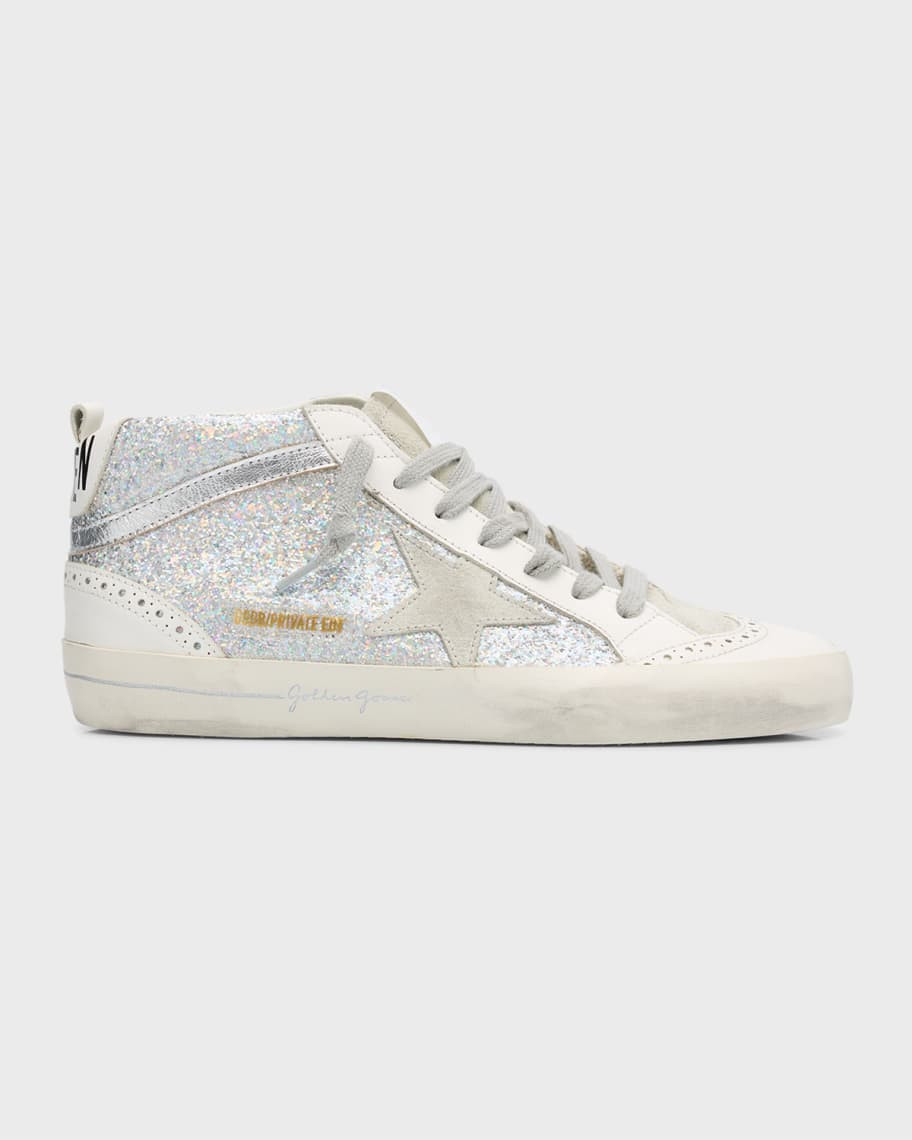 Golden Goose Midstar Iridescent Glitter Wing-Tip Sneakers | Neiman Marcus