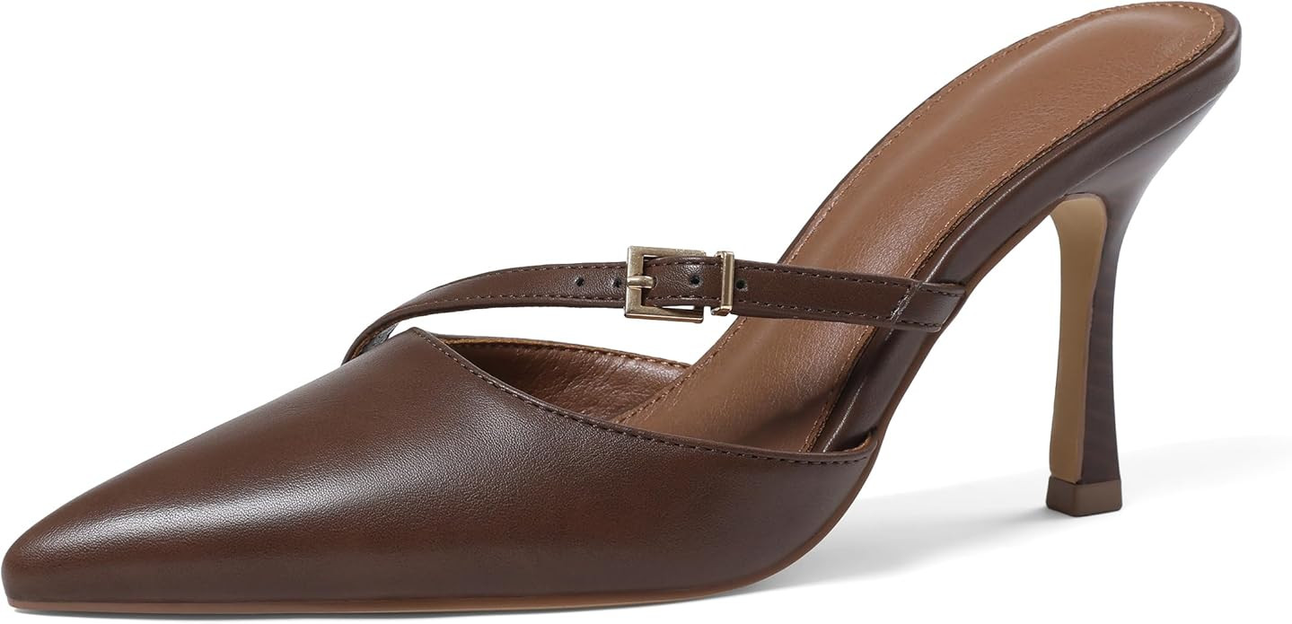 femflame Kitten Heels Mules for Women Stiletto Heels Pointed Toe Dress Slingback Sandals Fashion ... | Amazon (US)