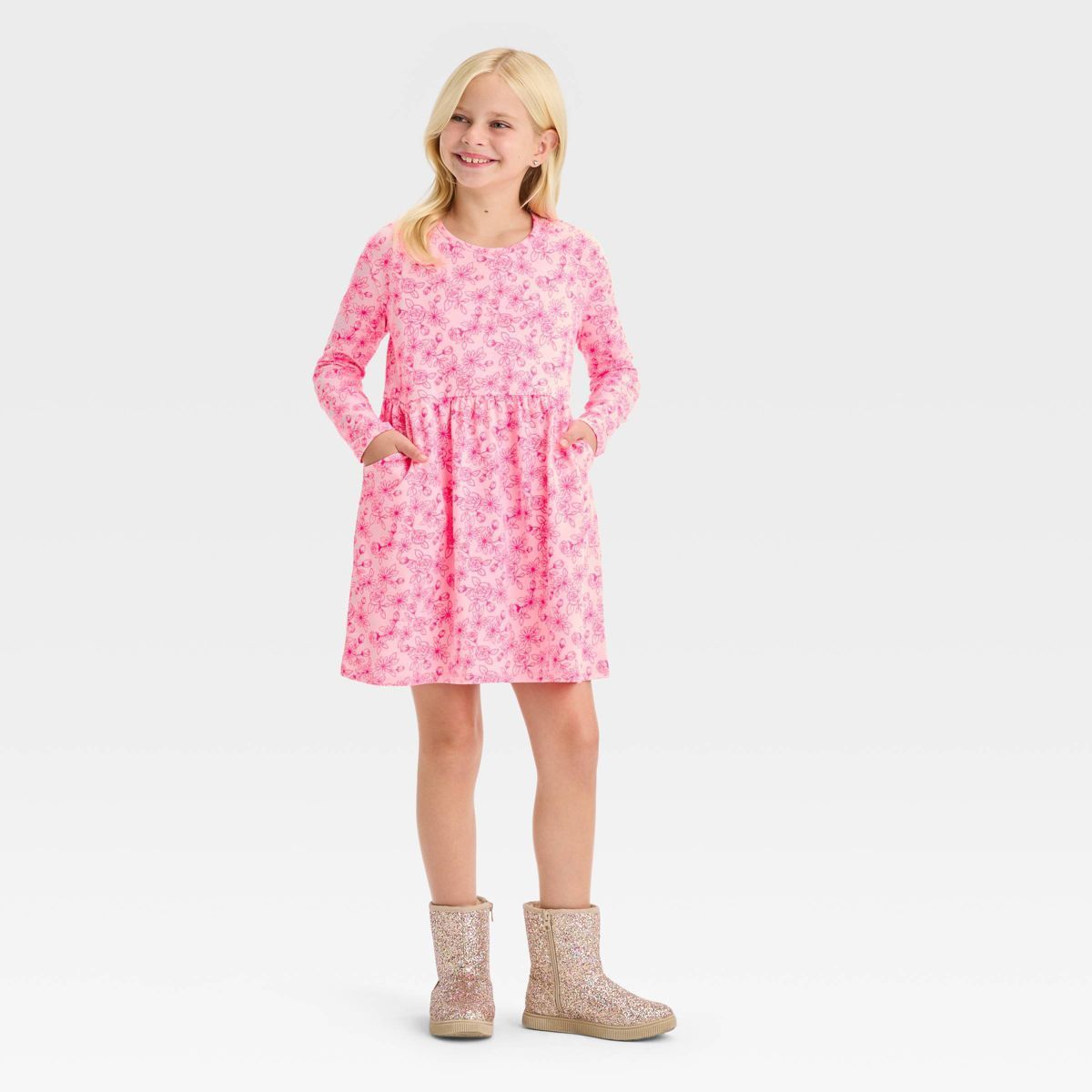 Girls' Long Sleeve Valentine's Day Dress - Cat & Jack™ | Target