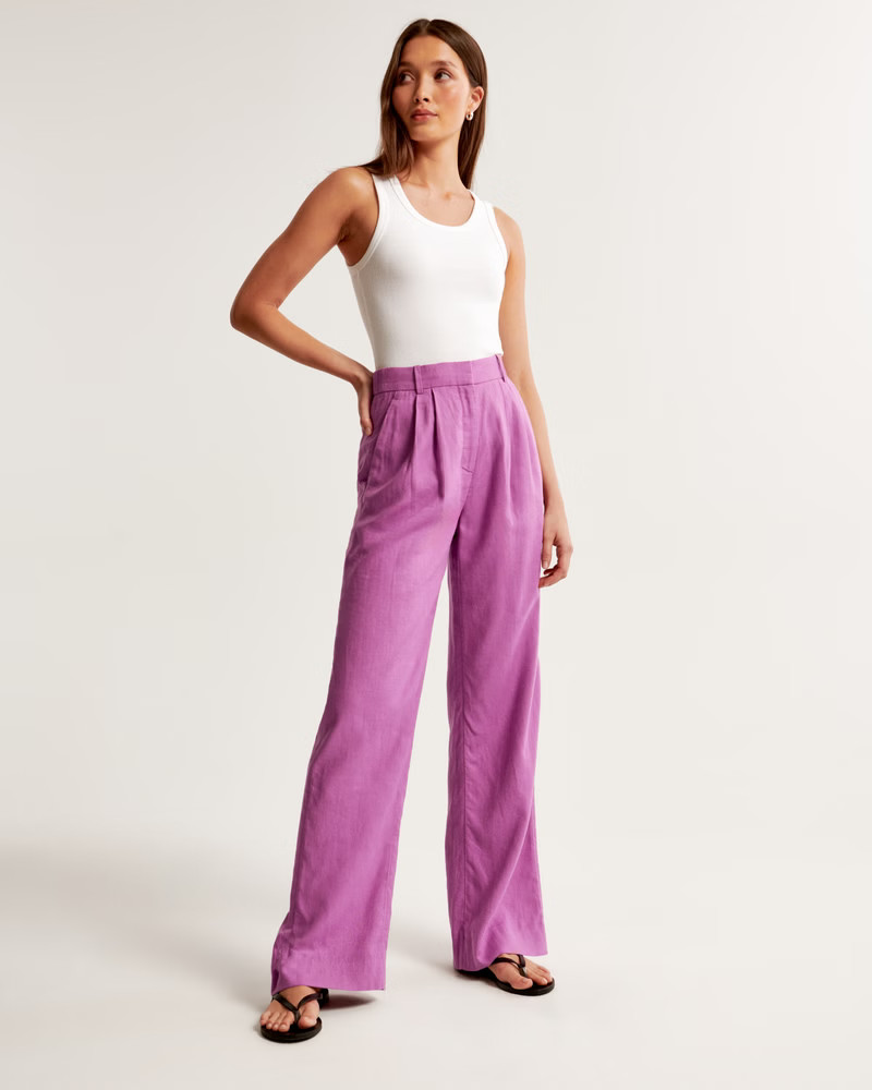 A&F Sloane Tailored Linen-Blend Pant | Abercrombie & Fitch (US)