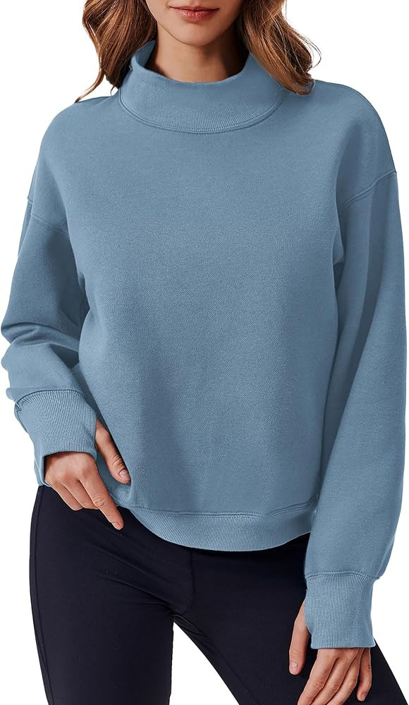 PINSPARK Sweatshirt for Women 2024 Fall Outfits Long Sleeve Fleece Top Turtleneck Sweater Shirts ... | Amazon (US)