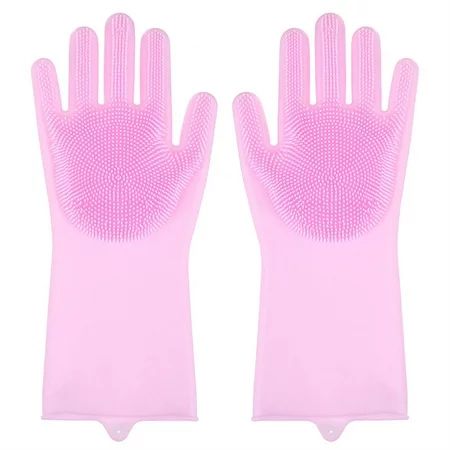 XINRG 1Pair Silicone Scrubber Rubber Cleaning Gloves Dishwashing Scrubbing Gloves | Walmart (US)