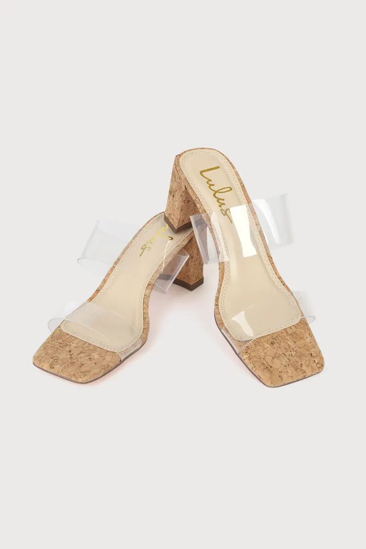 Jace Clear and Cork High Heel Sandals | Lulus (US)