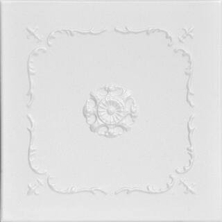 Bourbon Street 1.6 ft. x 1.6 ft. Glue Up Foam Ceiling Tile in Plain White (21.6 sq. ft./case) | The Home Depot