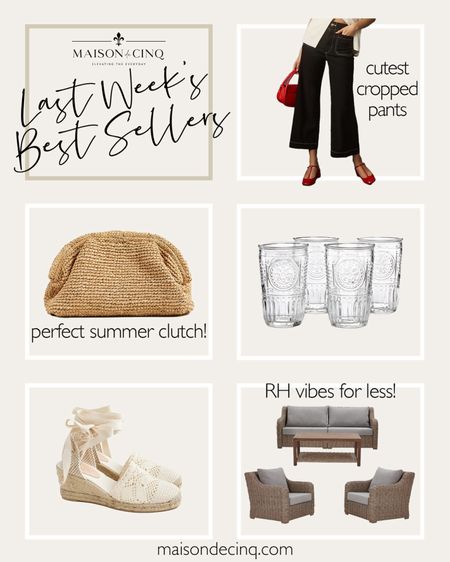 Last week’s best sellers include my fave new cropped pants, the perfect summer clutch, an outdoor wicker set for a steal, and more!

#homedecor #summerdecor #outdoordecor #patiofurniture #springbag #summerbag #tabletop

#LTKSeasonal #LTKHome #LTKFindsUnder50
