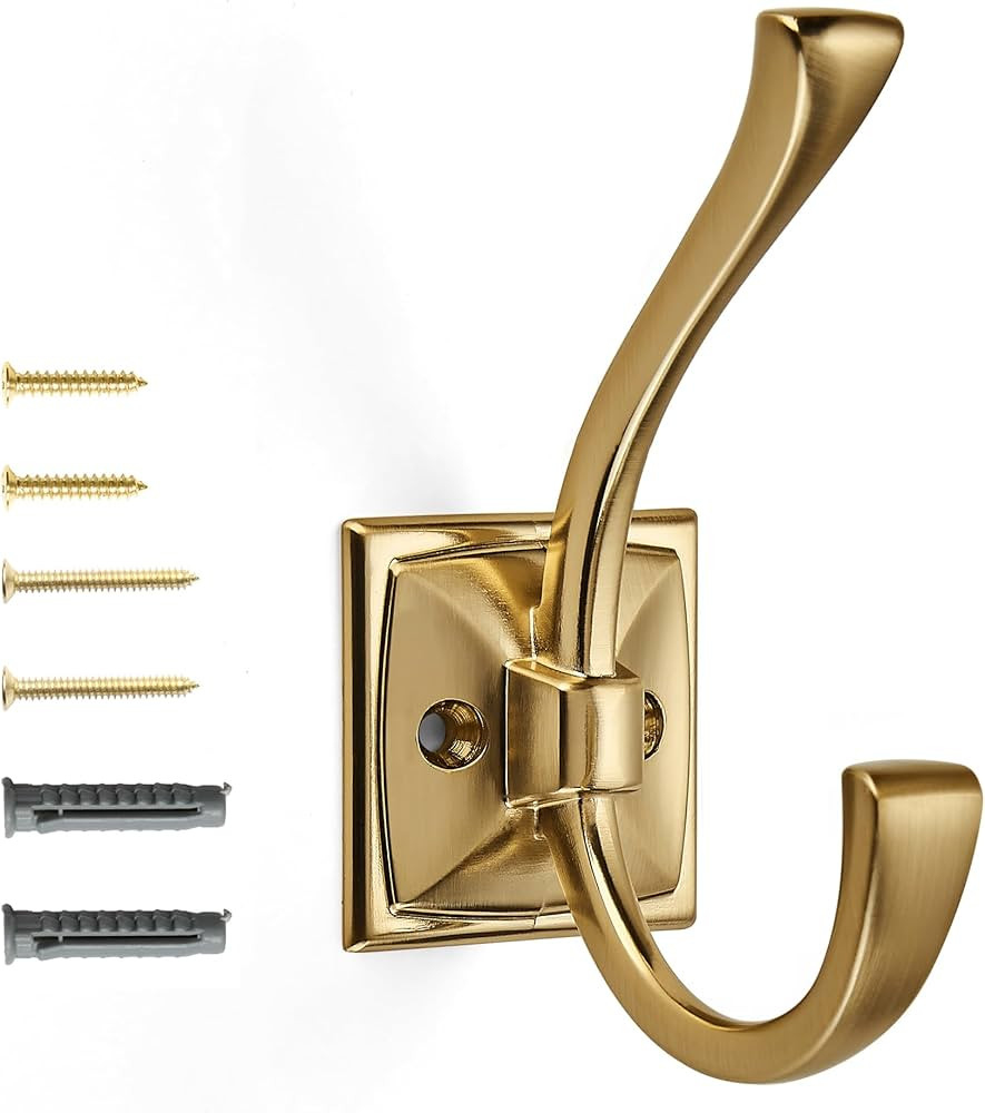 khtumeware Vintage Wall Hooks,5 Pack Coat Hooks Hardware Towel Hooks for Hanging Coats Champagne ... | Amazon (US)