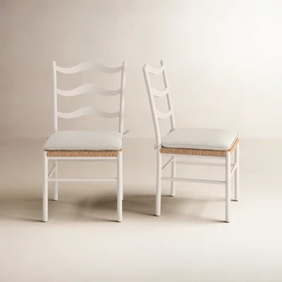 Rosalie Ladder Back Side Chair in White/Brown | Wayfair North America