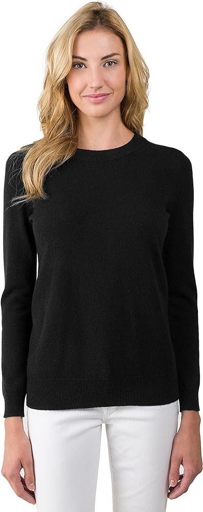 JENNIE LIU Women's 100% Pure Cashmere Crew Neck Sweater, Tight Knit Cozy Soft Hand Washable Long ... | Amazon (US)