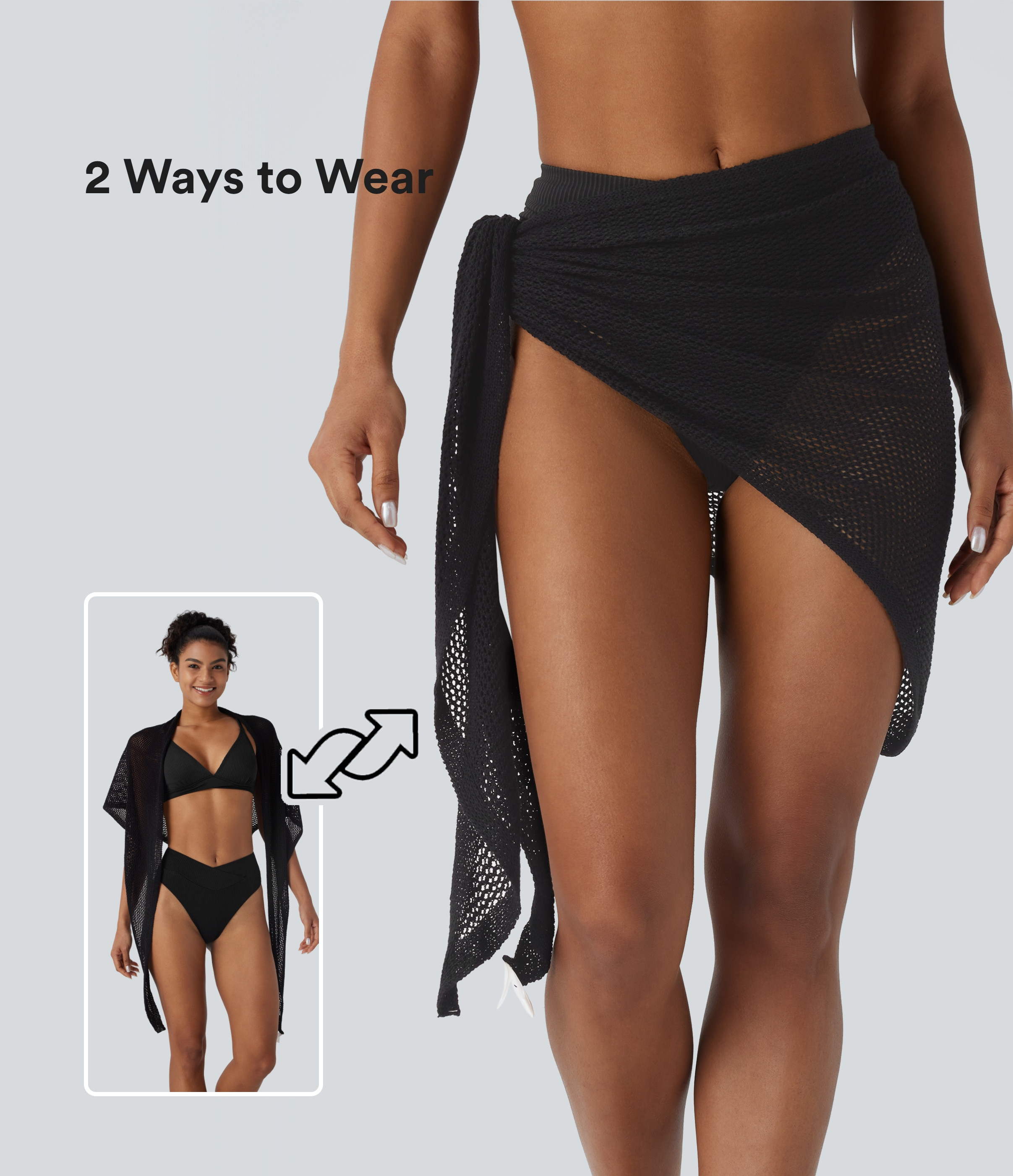 Halara Hollow Out Swim Cover Up  - Black - XL | HALARA