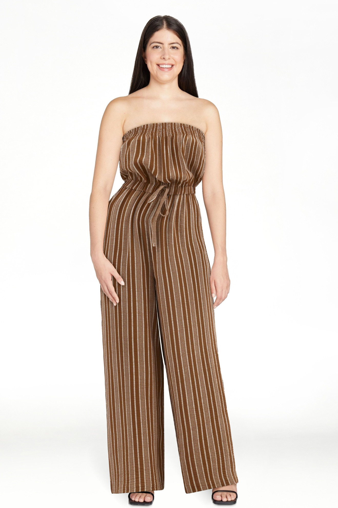 No Boundaries Crinkle Strapless Jumpsuit, Women's | Walmart (US)