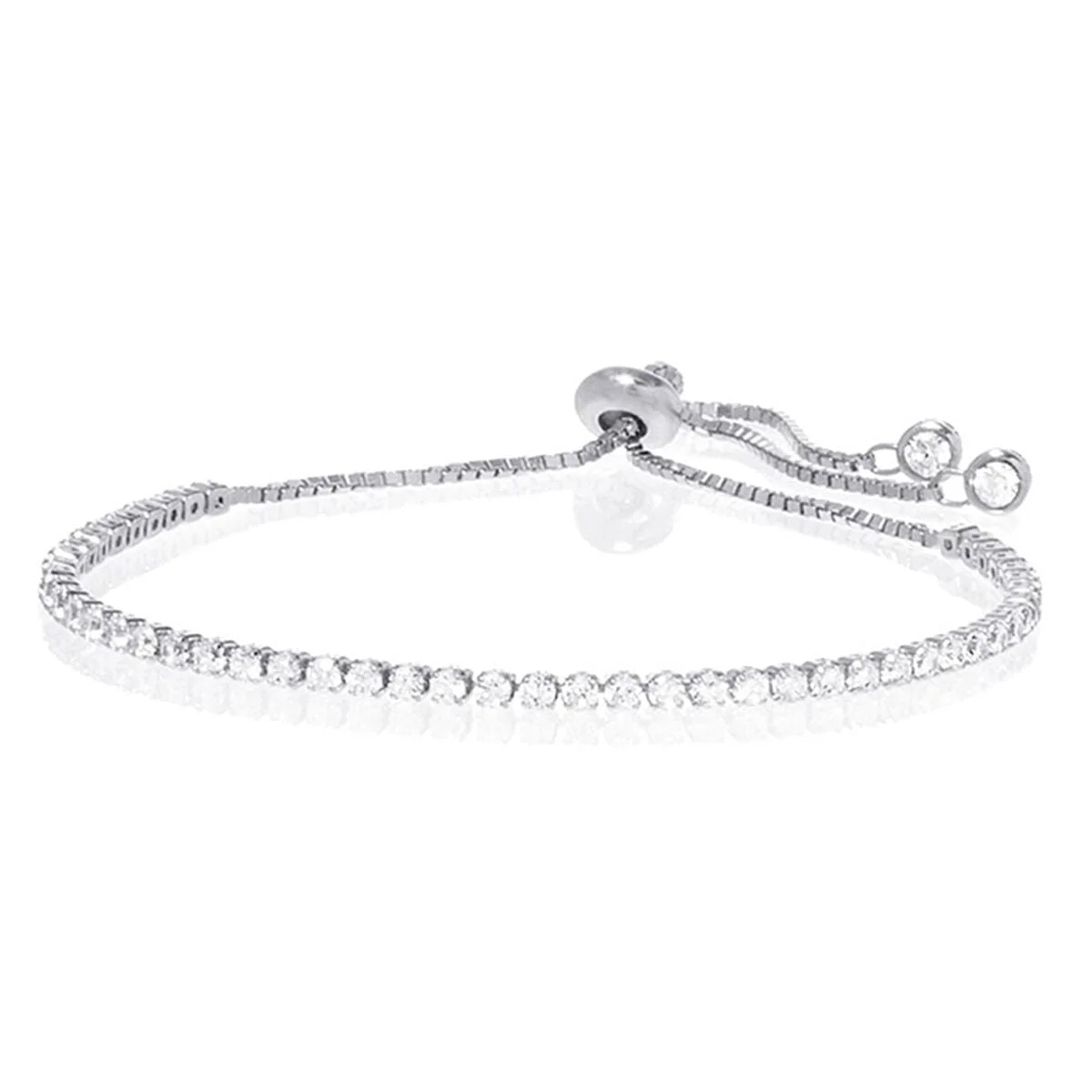 Amy and Annette 14K White Gold Adjustable Tennis Bracelet with crystals from Swarovski in 14K Whi... | Walmart (US)
