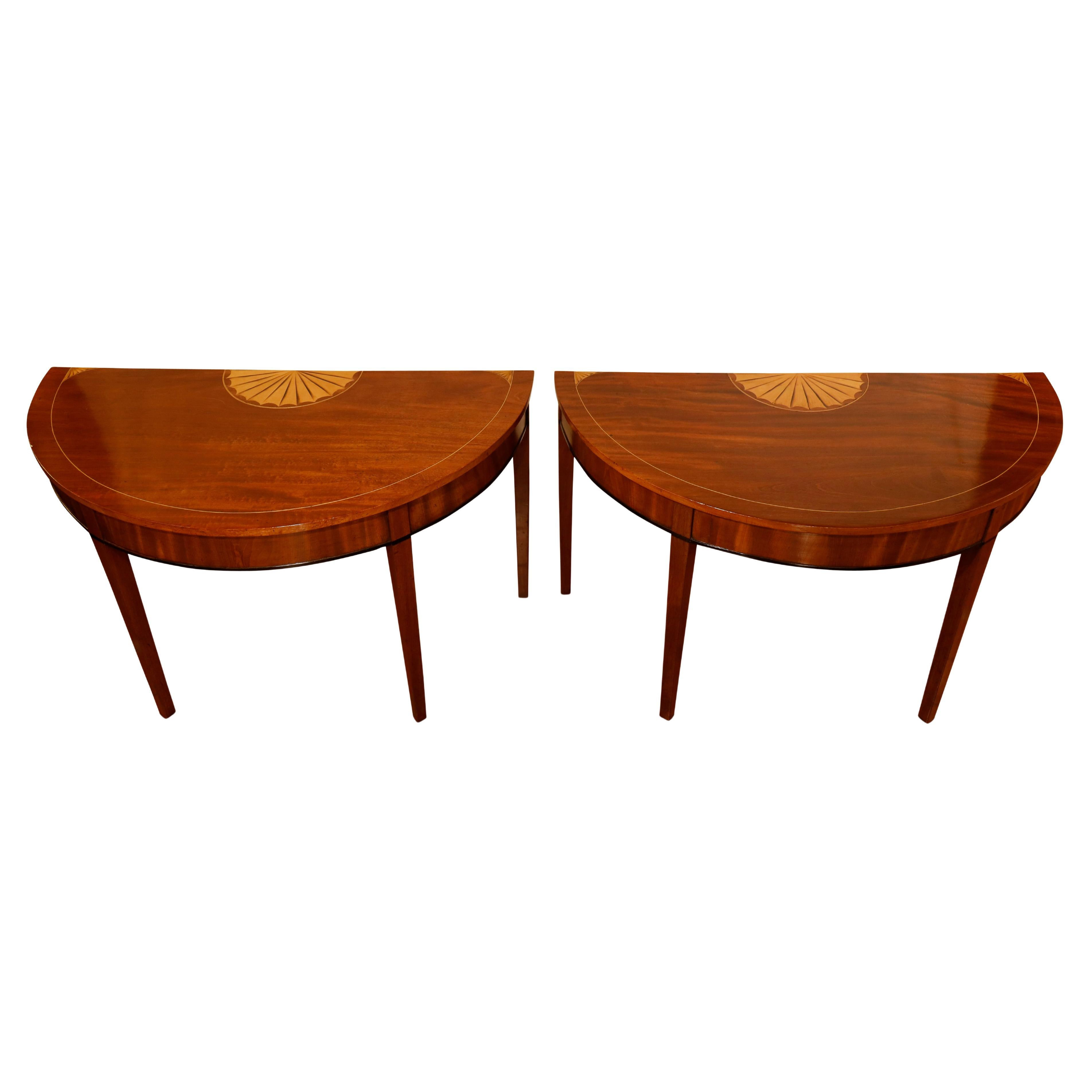 Pair of George III Demilune Tables | 1stDibs