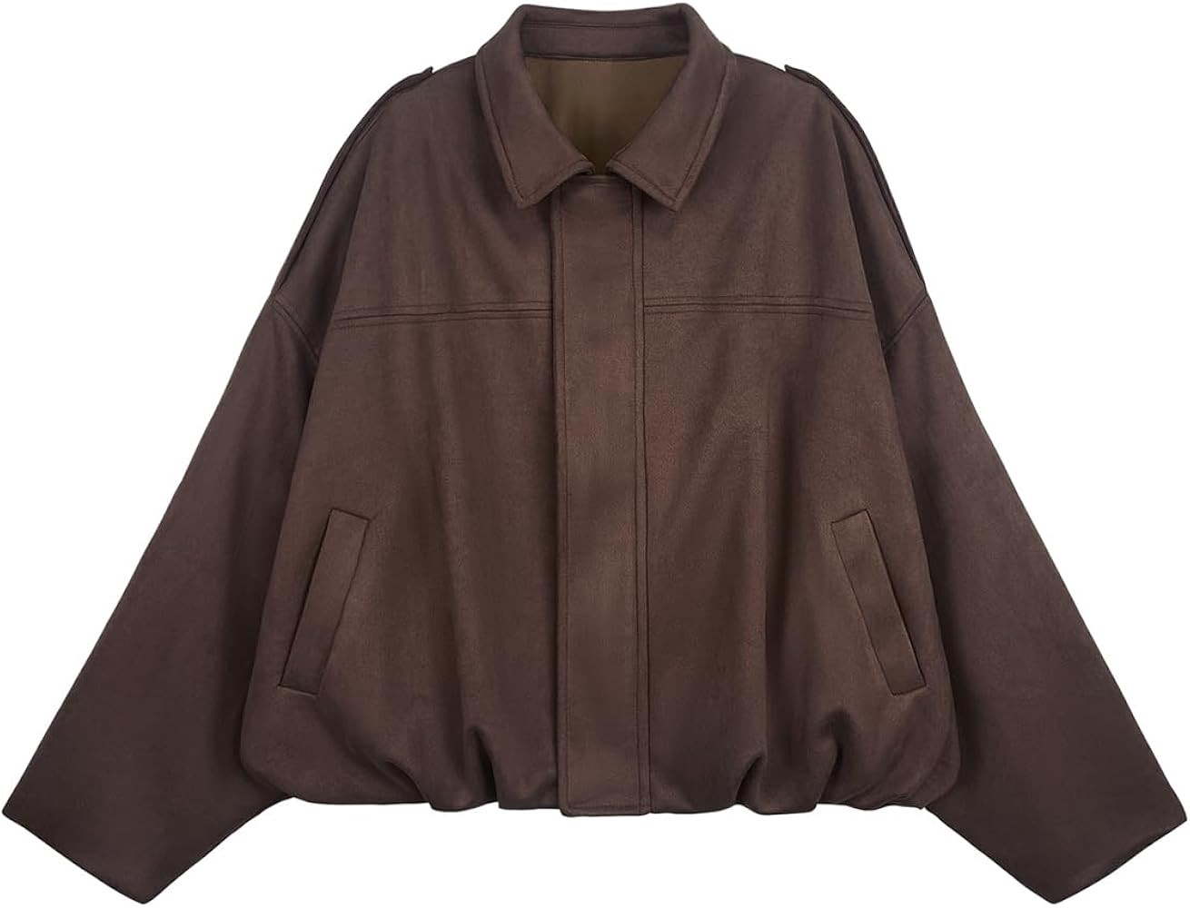 Womens Bomber Jacket Faux Suede Casual Cropped Pilot Coat Lapel Collar Causal Oversized Trendy Ou... | Amazon (US)