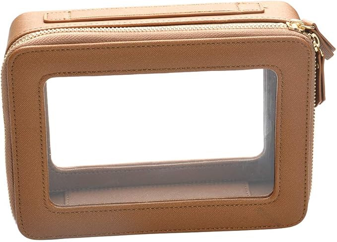 SANHECUN Toiletry bag waterproof cosmetic organizer with hanging hook for travelling (Brown) | Amazon (US)