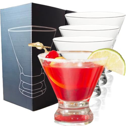 ZEREOOY Martini Glasses Set of 4-8oz Stemless Martini Glasses-Margarita Glasses Set- Bar, Dessert, Wine Glasses Martini Cocktail Glasses Set Perfect for Cocktail,Bar,Champagne | Amazon (US)