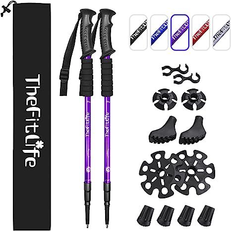 TheFitLife Nordic Walking Trekking Poles - 2 Pack with Antishock and Quick Lock System, Telescopi... | Amazon (US)