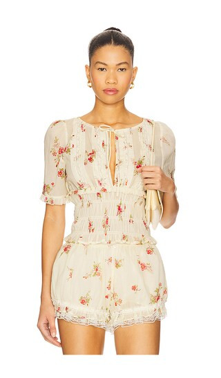Essie Top in Cream & Rose Floral | Revolve Clothing (Global)