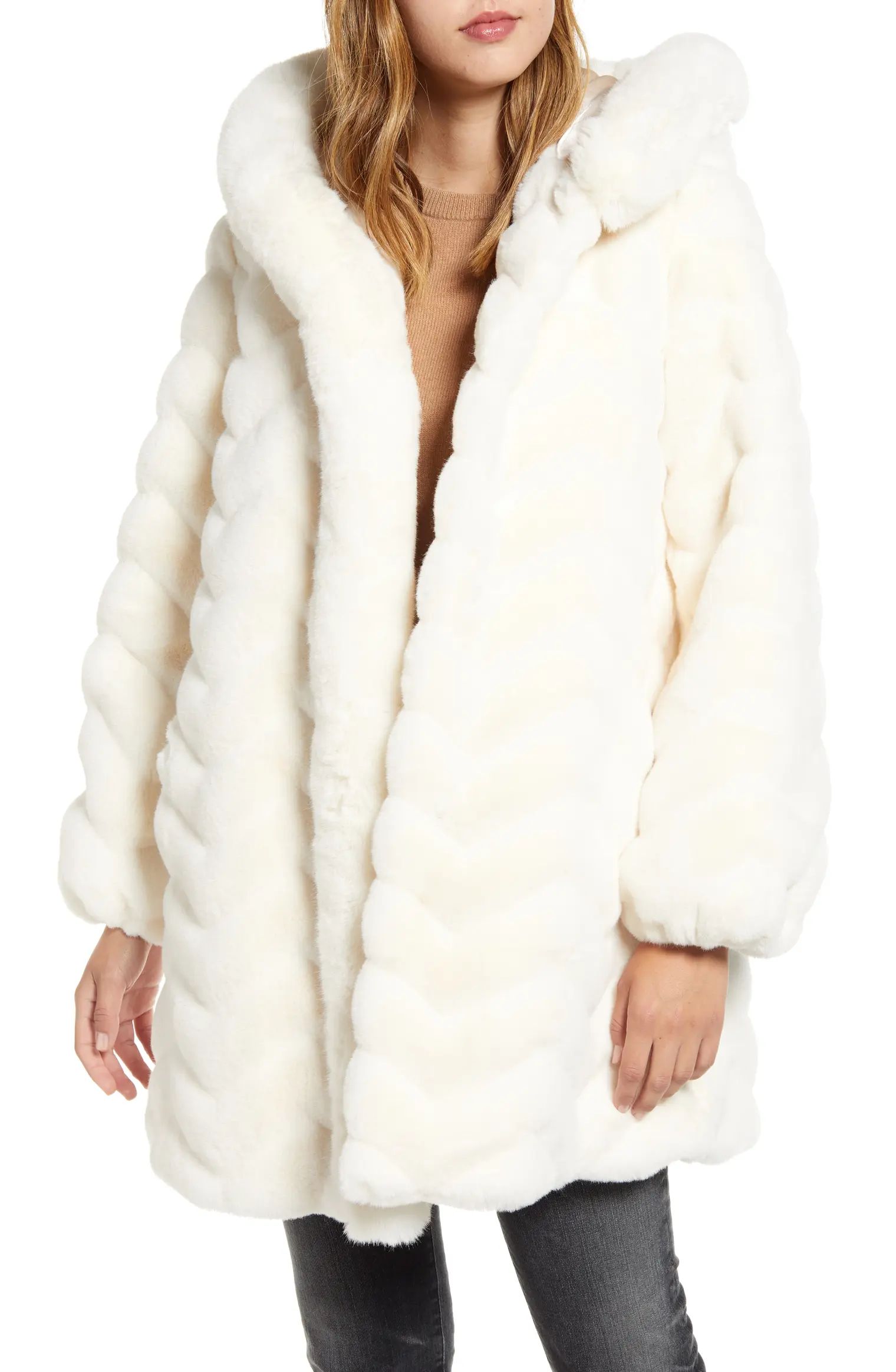Faux Fur Hooded Swing Coat | Nordstrom