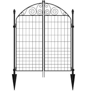 Rockdale 41.9 in. H x 34.8in W Black Metal Garden Fence Gate | The Home Depot