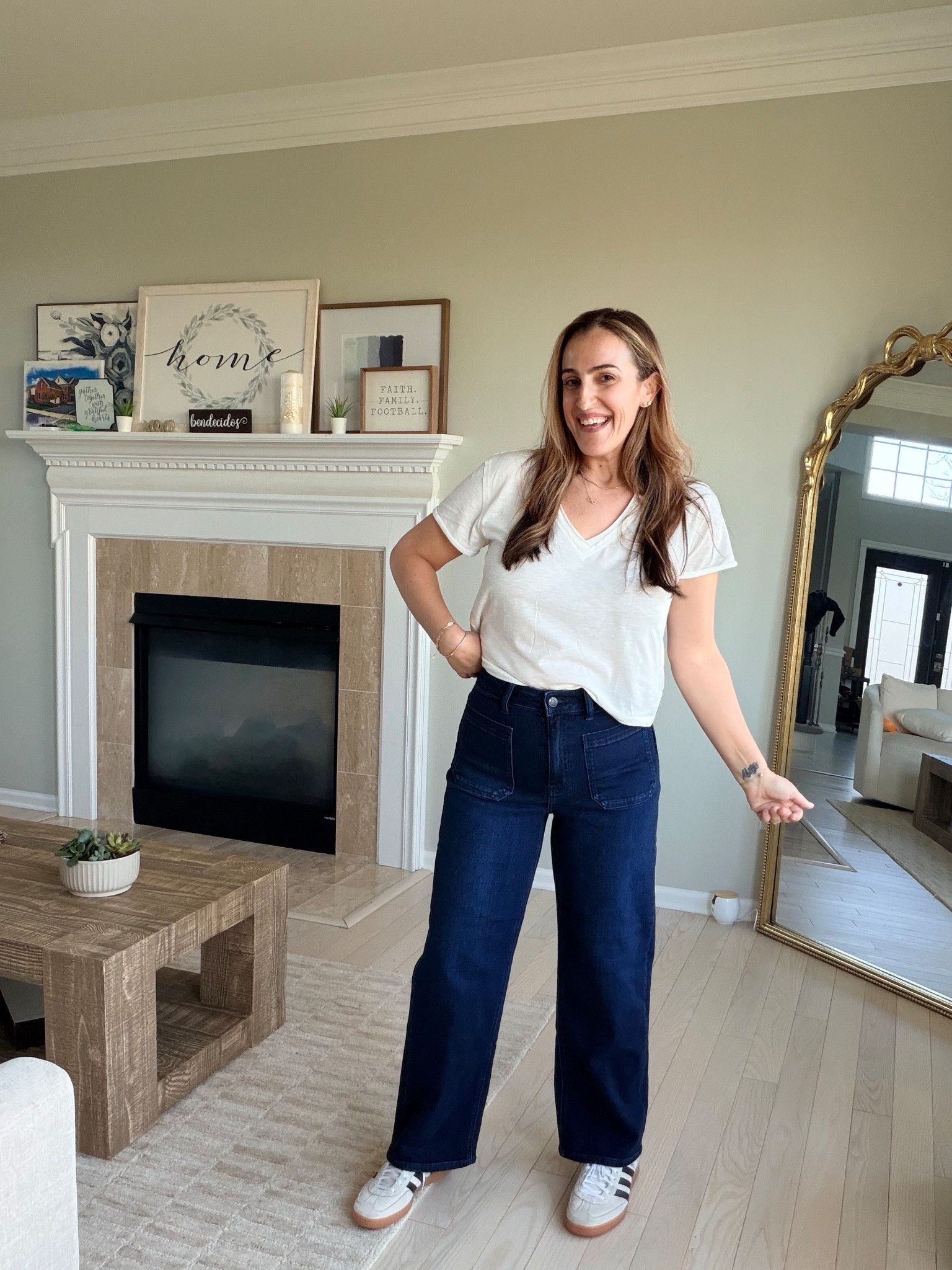 In love these jeans! The fit is perfection! They do have stretch to them but hold their shape. I like to size down 1 in them. 

I’m in a 28 and 28 length. 

#LTKootd #LTKmomlife #LTKOver40