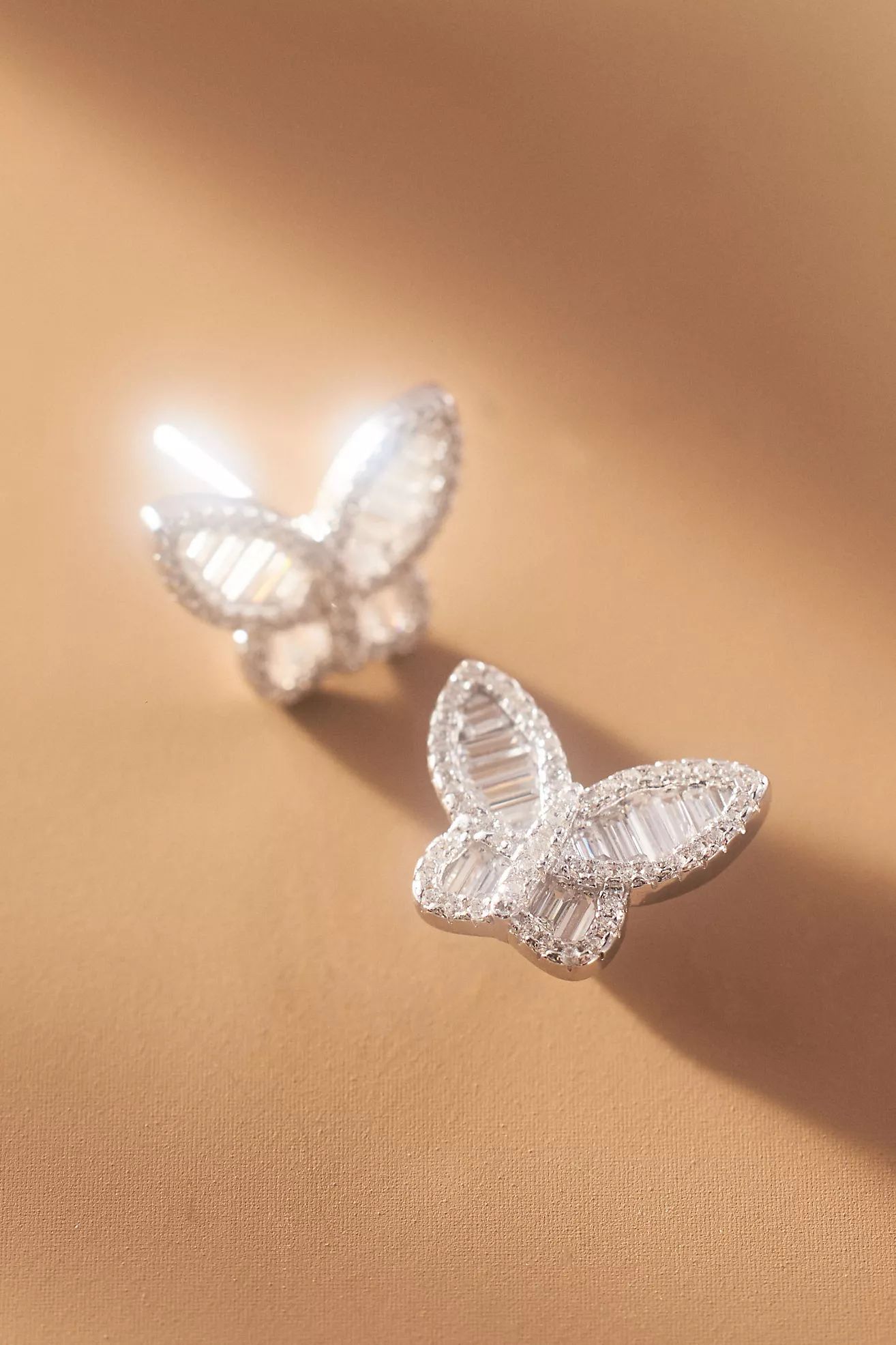 Adina Eden Pavé Baguette Butterfly Stud Earrings | Anthropologie (US)
