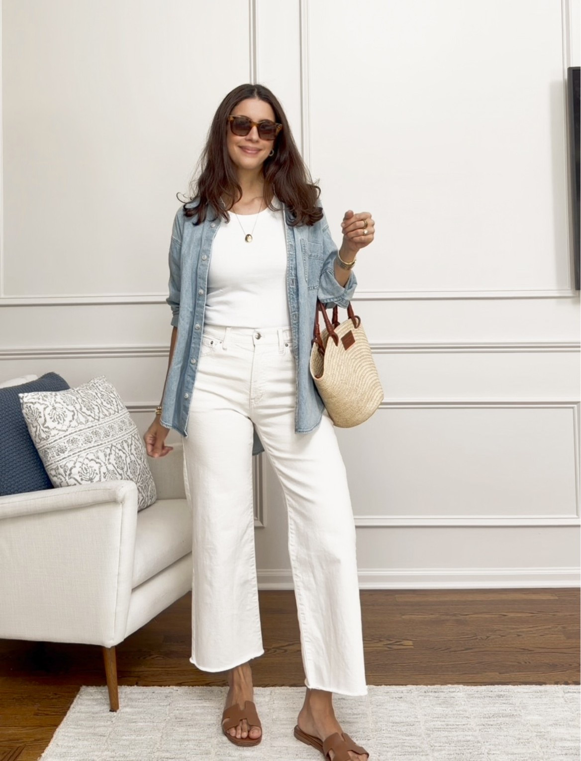 Summer outfit with white jeans
Sizing;
Jeans TTS / I’m wearing a size 27
Tank top: size Small
Denim shirt size XS / it has an oversized fit, I recommend sizing down

#LTKootd #LTKgrwm #LTKSeasonal